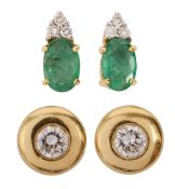 Two pairs of gem-set earrings