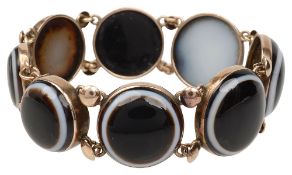A mid Victorian banded agate link bracelet