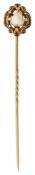 A mid Victorian pearl and enamel stick pin