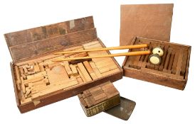 Two mid century sets of German turned wood architectural wood building blocks