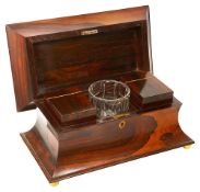 A George IV rosewood tea caddy, 1820s