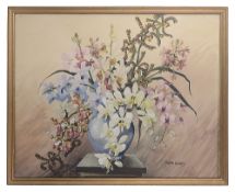 Barbara Mary Steyning Everard (1910-1990) watercolour, a study of a flowering vase