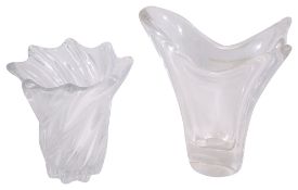 A Daum glass vase and a Vannes glass vase, French mid 20th century