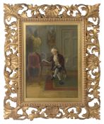 William Anstey Dolland (1858-1929) 'The Reader' interior scene oil