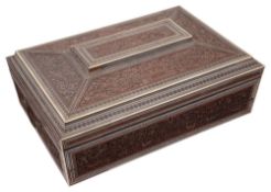 A large mid 19th century Anglo-Indian ivory, sadeli and carved sandalwood combined sewing and writin