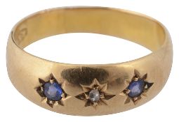 A late Victorian sapphire and diamond-set ring