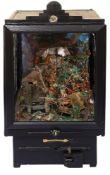 A cased scatch built automaton diorama of a World War scene