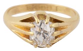 A diamond single stone ring
