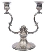 An early 20th century Norwegian .800 silver two branch candelabrum