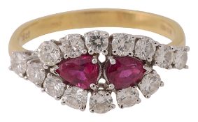 A ruby and diamond-set ring