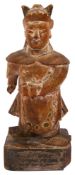 A 19th century Chinese wood carving of a guardian