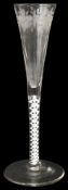 An 18th century engraved opaque twist ratafia glass c.1765