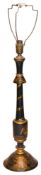 An early 20th century gilt and black lacquer chinoiserie turned table lamp