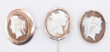 VICTORIAN CAMEO BROOCHES & STICK PIN