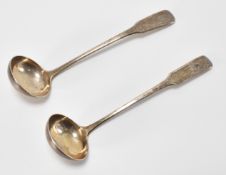 PAIR OF GEORGE III SILVER HALLMARKED CHOCOLATE LADLES