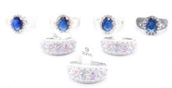 COLLECTION OF SILVER STONE SET RINGS