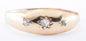 9CT GOLD & DIAMOND THREE STONE GYPSY RING
