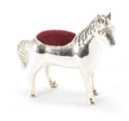 SILVER HORSE PIN CUSHION.