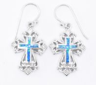 PAIR OF SILVER CRUCIFIX CROSS EARRINGS