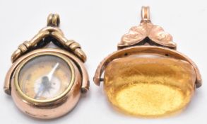 9CT GOLD COMPASS SWIVEL PENDANT AND ANOTHER