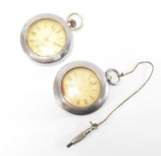 A 935 SILVER & A WHITE METAL POCKET WATCH