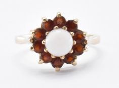 HALLMARKED 9CT GOLD OPAL & GARNET RING