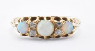 HALLMARKED VICTORIAN 18CT GOLD OPAL & DIAMOND RING