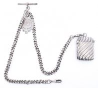 VICTORIAN SILVER HALLMARKED POCKET WATCH CHAIN & ACCESSORIES