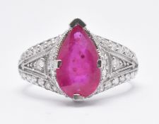 18CT WHITE GOLD RUBY & DIAMOND DRESS RING