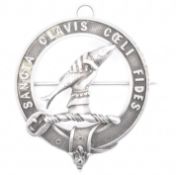 VICTORIAN FAMILY CREST SILVER BROOCH PIN