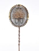 GEORGE III GOLD & HAIR WORK FLORAL STICK PIN