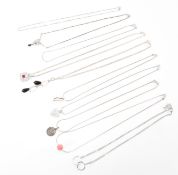 ASSORTMENT OF SILVER PENDANT NECKLACES