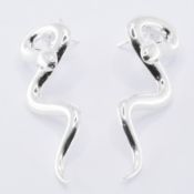 PAIR OF SILVER SNAKE EARRINGS