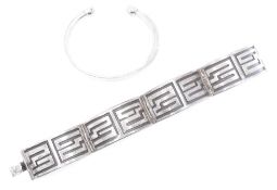 MEXICAN SILVER BANGLE BRACELET & SILVER BANGLE