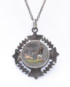 VICTORIAN SILVER & ENAMEL HALLMARKED HUNTING LOCKET