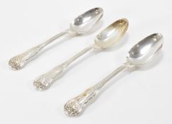 THREE HALLMARKED SILVER GEORGE IV DESSERT SPOONS