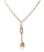 9CT GOLD BELCHER LINK NECKLACE & WELSH SPOON PENDANT