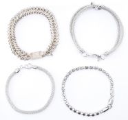 ASSORTMENT OF FOUR SILVER BRACELETS