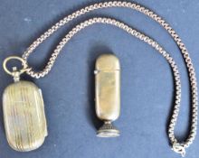19TH CENTURY VICTORIAN BRASS VESTA CASE & SOVEREIGN HOLDER