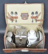 EARLY 20TH CENTURY BROWN LEATHER PICNIC BASKET