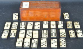 VICTORIAN BONE & EBONY DOMINOS WITH CRIBBAGE BOARD