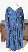 VINTAGE 1970S LAURA ASHLEY BLUE FLORAL SMOCK DRESS