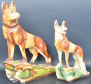 TWO VINTAGE CHALKWARE MANTEL ALSATIAN DOGS