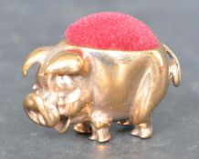 VINTAGE BRASS PIG PIN CUSHION
