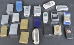 ASSORTMENT OF VINTAGE RETRO ZIPPO & NOVELTY LIGHTERS