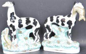 19TH CENTURY VICTORIAN DISRAELI GREYHOUND STAFFORDSHIRE GREYHOUND