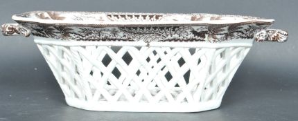 GEORGE III STAFFORDSHIRE HORSE CHESTNUT PEARLWARE BASKET DISH