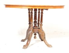 VICTORIAN WALNUT & MARQUETRY INLAID LOO TILT TOP TABLE