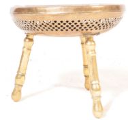 INDIAN BRASS EARLY 20TH CENTURY BRASS THREE FOOT STOOL