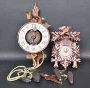 TWO VINTAGE 20TH CENTURY GERMAN BLACK FOREST WOODEN CLOCKS